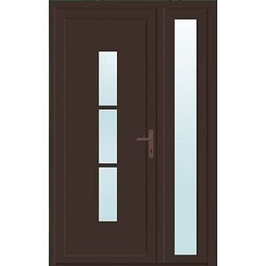 Usa de exterior pentru casa, PVC, nuc, cu geam, stanga, 205 x 120 cm