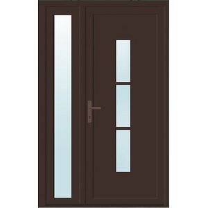 Usa de exterior pentru casa, PVC, nuc, cu geam, dreapta, 205 x 120 cm