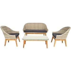 Set mobilier gradina Natasha Wicker, 4 piese, crem
