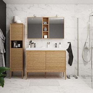 Dulap baie suspendat, efect stejar, 120 cm  GoodHome Avela