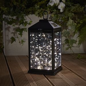 Lampa solara tip felinar LED, sticla, negru, 1 bucata, 0.78 W