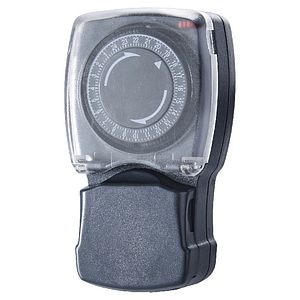 Priza programabila pentru exterior, 24h, 16A, IP44, ABS, negru