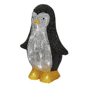 Figurina luminoasa Pinguin, 18.5 x 44 cm, alb-negru