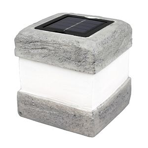 Lampa solara LED, patrata, rasina poliuretanica, gri, 1 bucata, 0.11 W