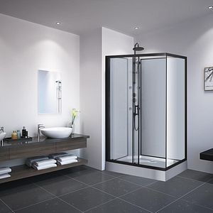 Cabina de dus hidromasaj, dreptunghiulara, neagra, 120 x 80 x 225 cm  GoodHome Onega