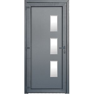 Usa de exterior pentru casa/vila, PVC, gri, cu geam, dreapta, 205 x 88 cm • Fortia Kilifi