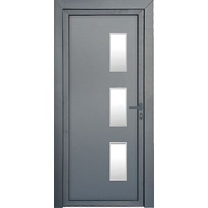 Usa de exterior pentru casa, PVC gri cu geam, stanga, 205 x 88 cm • Fortia Kilifi