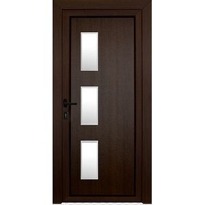 Usa de exterior pentru casa, PVC nuc, cu geam, dreapta, 205 x 88 cm • Fortia Kilifi