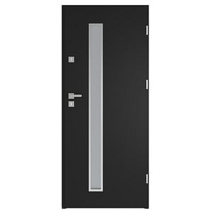 Usa de exterior pentru casa, metalica, antracit, cu geam, dreapta, 208 x 88 cm • Fortia Pasni