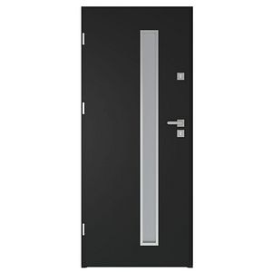 Usa de exterior pentru casa, metalica, antracit, cu geam, stanga, 208 x 88 cm • Fortia Pasni