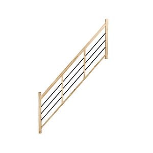 Balustrada din fag, cu balustri orizontali din metal negru