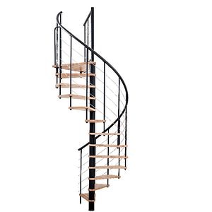 Scara interioara, spirala, tub, orizontala, neagra • DALAMAN