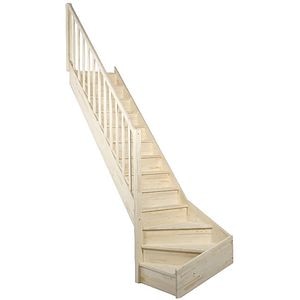 Scara interioara curba cu contratrepte si turnanta pe stanga Rapallo, lemn rasinos, 277 x 82 cm