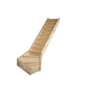 Scara interioara curba, lemn de fag slefuit, cu contratreapta, turnanta dreapta  Siderno