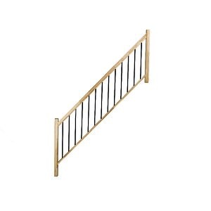 Balustrada fag natur, cu balustri verticali din metal negru