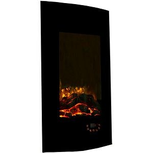 Semineu electric vertical curbat, 1800W, Telecomanda, negru