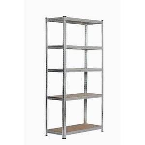 Raft metalic, argintiu, 5 rafturi, MDF si otel, 180 x 90 cm