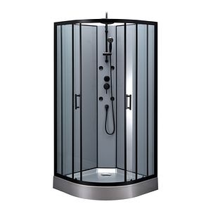 Cabina de dus hidromasaj, semirotunda, neagra, 90 x 90 x 225 cm • GoodHome Onega