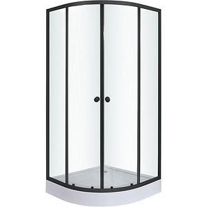 Cabina dus standard Arkell SE-A107MBM, semirotunda, aluminiu, sticla securizata 4mm, 90 x 90 x 192 cm, profil negru
