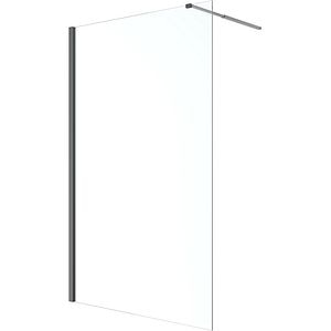 Paravan dus walk-in GOODHOME Ledava, aluminiu, sticla securizata 8mm, 100 x 195 cm, profil negru