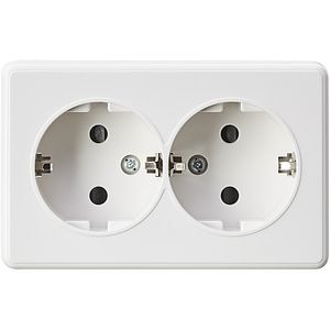 Priza dubla aplicata Schuko OPP1, 250V, 16A, alb