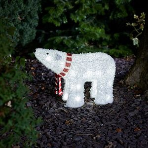 Figurina luminoasa Urs polar, 40 led-uri, 48 x 70 cm, alb