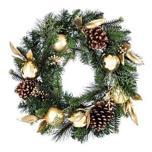 Coronita decorativa UOPT2305, 50 cm, verde-auriu