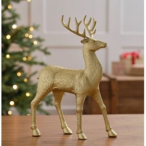 Decoratiune Ren, plastic, 32 cm, auriu