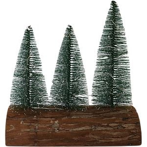 Decoratiune masa Brazi, LED, 20.2 x 21 cm, verde-maro