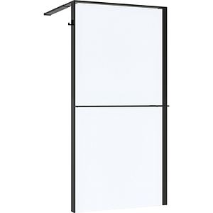 Paravan dus walk-in GOODHOME Evanna, aluminiu, 120 x 195 cm, sticla securizata transparenta, profil negru