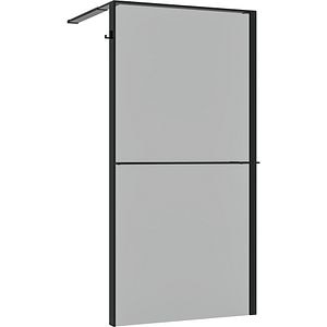 Paravan dus walk-in GOODHOME Evanna, aluminiu, 120 x 195 cm, sticla securizata fumurie, profil negru