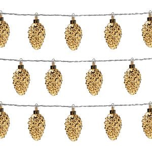 Instalatie Conuri de Craciun 10 LED-uri, 1.65 m, pe baterie, transparent, lumina alb cald