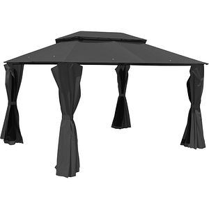 Pavilion gradinta GOODHOME Thar, 3 x 4 x 2.7 cm, poliester si otel, gri inchis