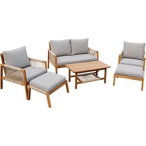 Set mobilier gradina GOODHOME Dalaba, 4 piese, gri