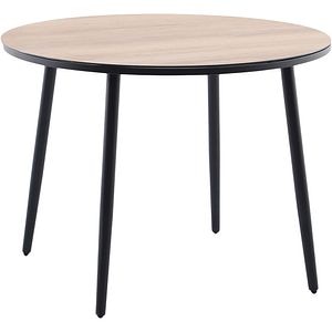 Masa dining gradina GOODHOME Siliana, 74 x 100 cm, otel si sticla securizata, maro/negru