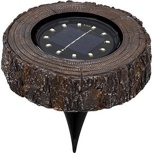 Spot solar, 0.04 W, 4 lm, IP65, efect lemn, plastic si rasina, maro