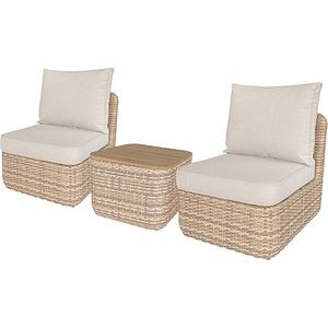 Set mobilier gradina GOODHOME Elos, 3 piese, crem
