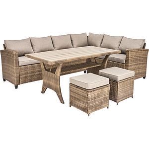 Set mobilier gradina GOODHOME Solari, 7 piese, crem