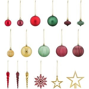 Set globuri brad Traditional, 100 bucati, multicolor