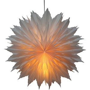 Decoratiune luminoasa Craciun fulg nea din hartie, 40 cm, alb