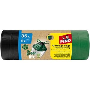 Saci menajeri cu snur FINO Green Life, 15 bucati, 35 l, verde