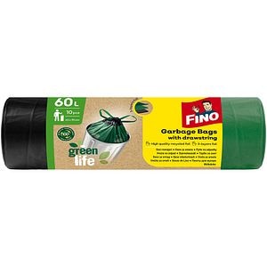 Saci menajeri cu snur FINO Green Life, 10 bucati, 60 l, verde