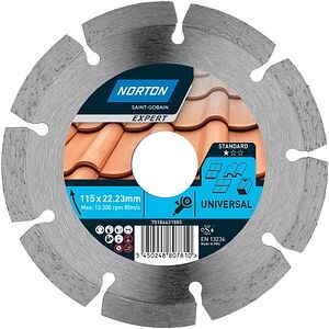 Disc diamantat pentru fierastrau NORTON, segmentat, 115 x 22 mm, metal, gri