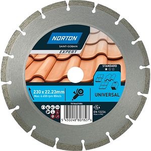 Disc diamantat pentru fierastrau NORTON, segmentat, 230 x 22 mm, metal, gri
