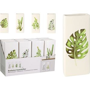 Umidificator pentru calorifer, 20.5 x 8 x 3.5 cm, ceramic, alb/verde, diverse modele cu frunze