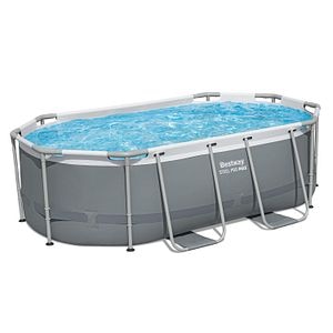 Piscina supraterana BESTWAY STEEL PRO MAX, ovala, cu pompa, gri, 305x200x84cm, 3668L