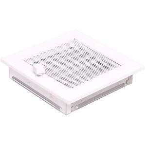 Grila ventilatie semineu cu jaluzele, otel, 170 x 170 mm, alb