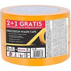 Banda adeziva mascare SCLEY 572 Precision Washi Tape, 25mm x 50m, galben, 3buc