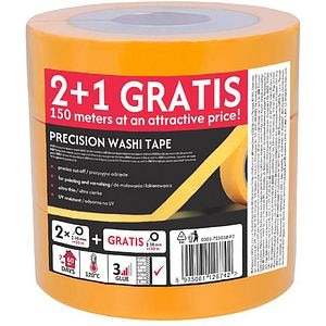Banda adeziva mascare SCLEY 572 Precision Washi Tape, 38mm x 50m, galben, 3buc