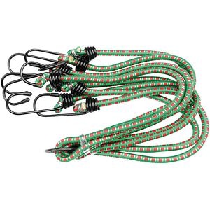 Set corzi elastice cu carlig VOREL, 0.8 x 8 cm, textil elastic, verde, 8 buc